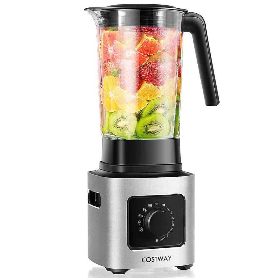 Costway - 1500W 5 Speed Countertop Smoothie Blender with 5 Presets & 68oz Tritan Jar - Silver/Black_0