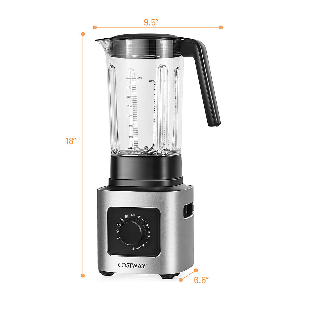 Costway - 1500W 5 Speed Countertop Smoothie Blender with 5 Presets & 68oz Tritan Jar - Silver/Black_1