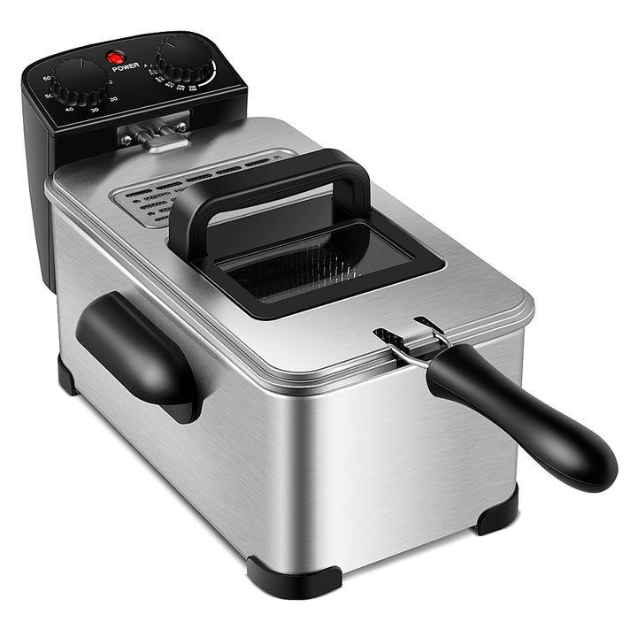 Costway - 3.2 Quart Electric Deep Fryer 1700W Stainless Steel Timer Frying Basket - Black + Silver_9