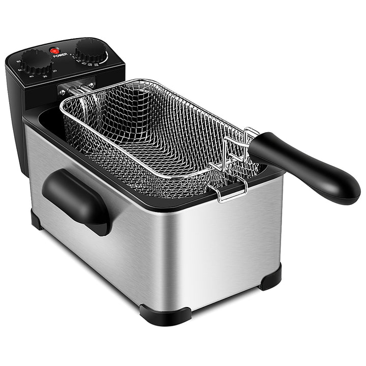 Costway - 3.2 Quart Electric Deep Fryer 1700W Stainless Steel Timer Frying Basket - Black + Silver_10