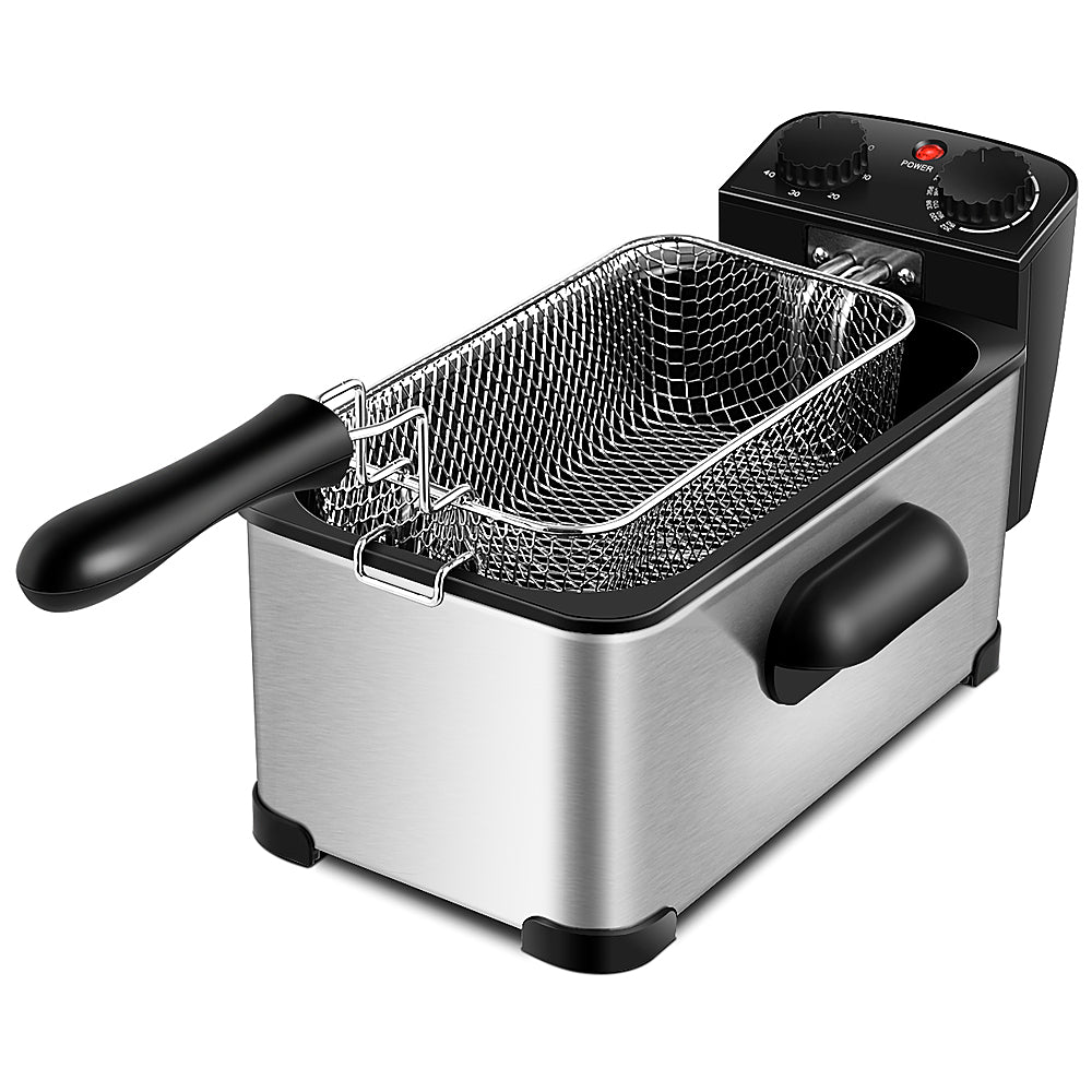 Costway - 3.2 Quart Electric Deep Fryer 1700W Stainless Steel Timer Frying Basket - Black + Silver_11