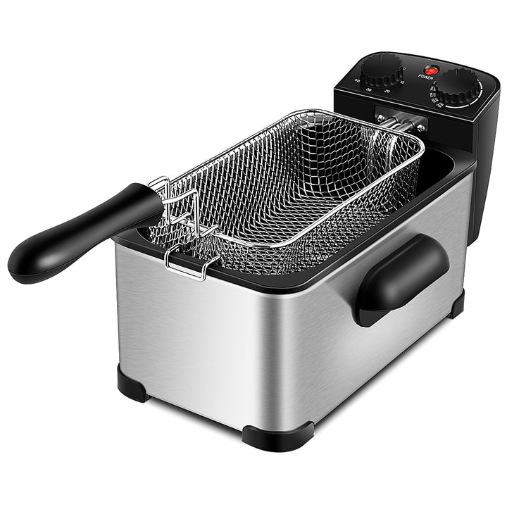 Costway - 3.2 Quart Electric Deep Fryer 1700W Stainless Steel Timer Frying Basket - Black + Silver_11