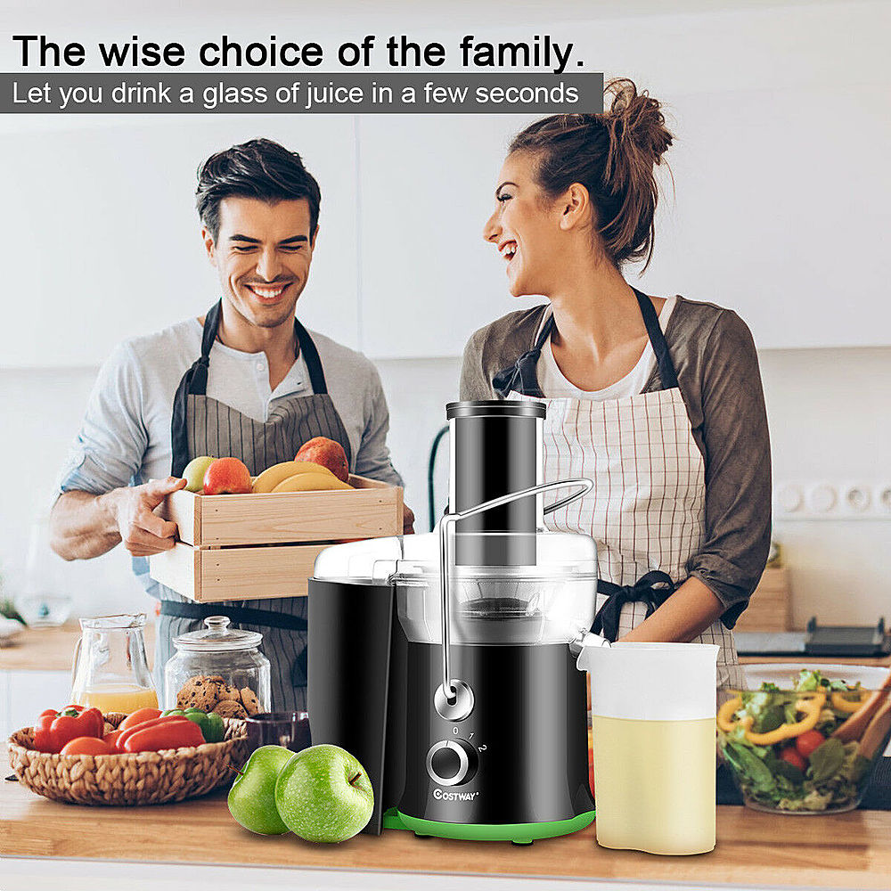 Costway - Electric Juicer Centrifugal Juicer with 3-Inch Wide Mouth Centrifugal Juice Extractor 2 Speed - Black + Green_1