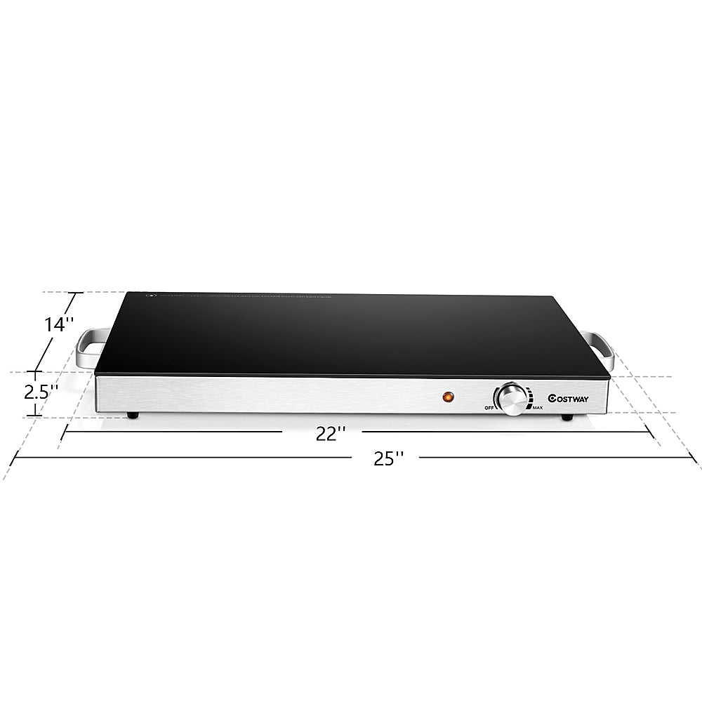 Costway - 22''x 14'' Electric Warming Tray Hot Plate Dish Warmer w/ Adjustable Temperature - Silver/Black_1