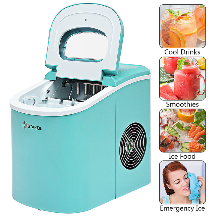 Costway - Portable Compact Electric Ice Maker Machine Mini Cube 26lb/Day - Mint Green_5