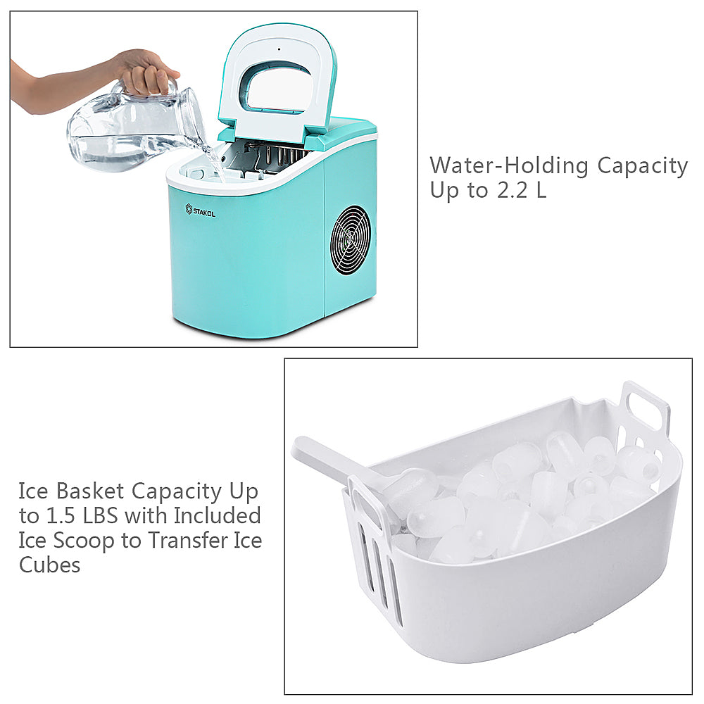 Costway - Portable Compact Electric Ice Maker Machine Mini Cube 26lb/Day - Mint Green_6