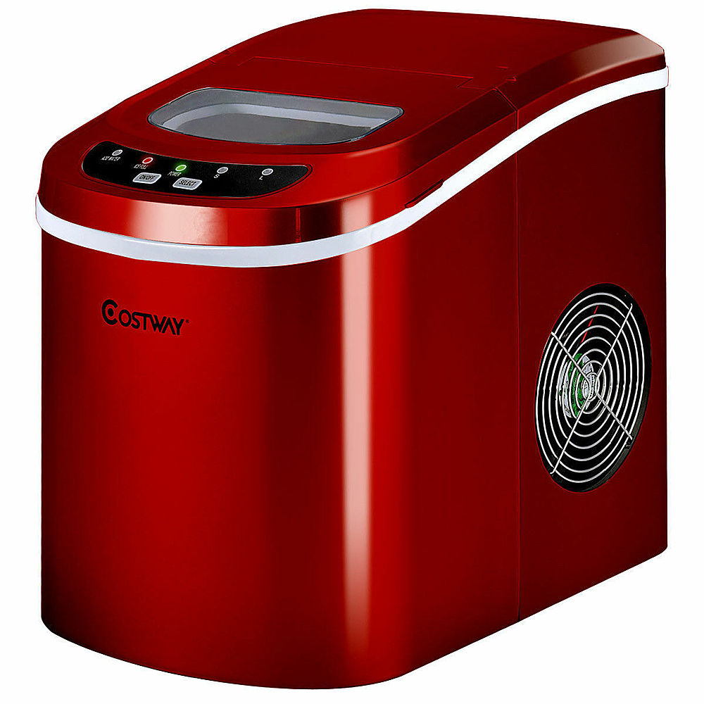 Costway - Portable Compact Electric Ice Maker Machine Mini Cube 26lb/Day - Red_1