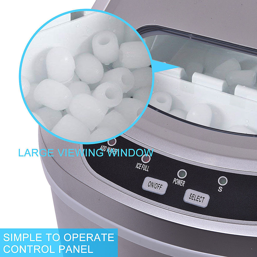 Costway - Silver Portable Compact Electric Ice Maker Machine Mini Cube 26lb/Day - Silver_4