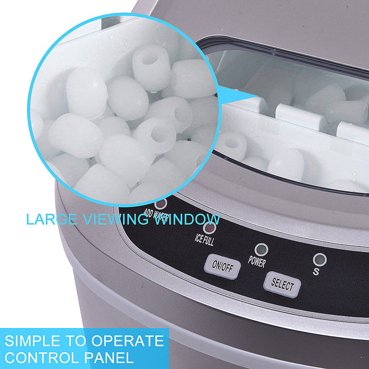 Costway - Silver Portable Compact Electric Ice Maker Machine Mini Cube 26lb/Day - Silver_4