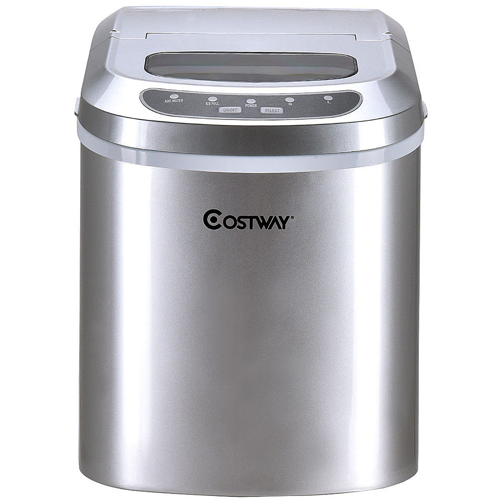 Costway - Silver Portable Compact Electric Ice Maker Machine Mini Cube 26lb/Day - Silver_11