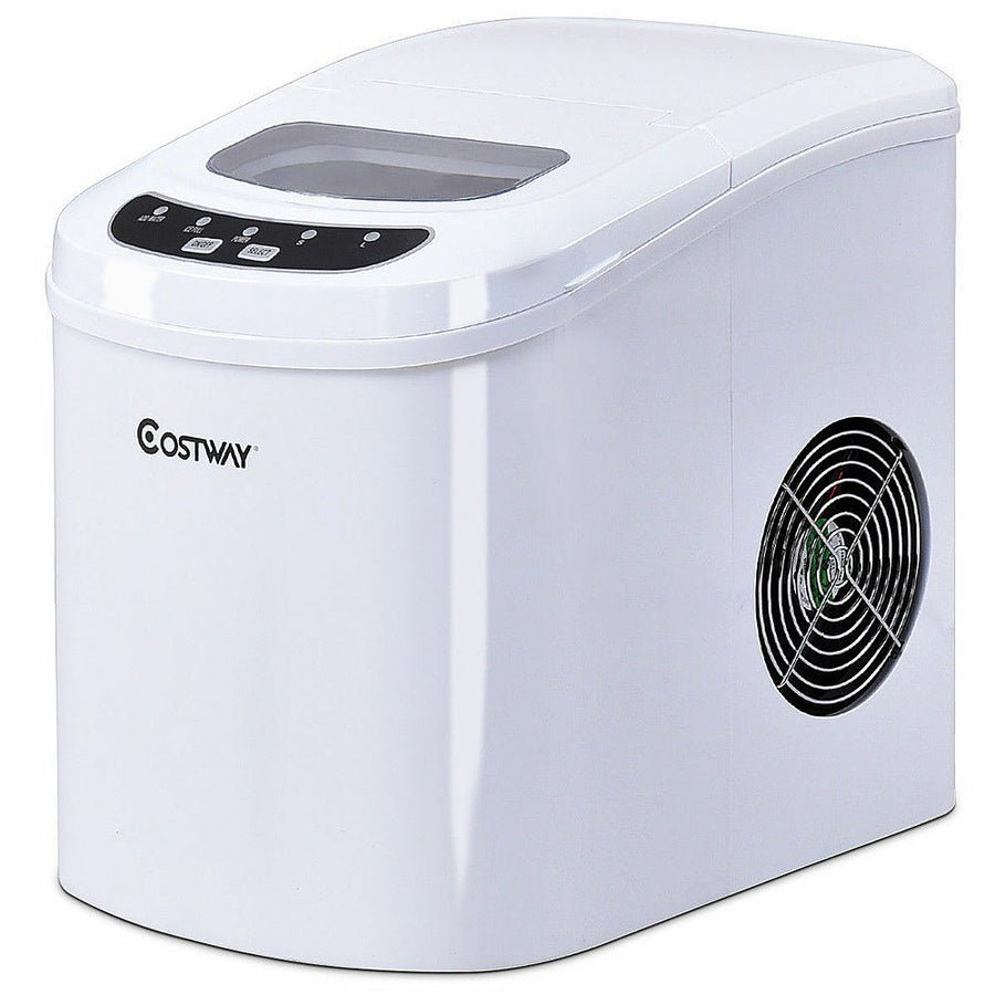 Costway - White Portable Compact Electric Ice Maker Machine Mini Cube 26lb/Day - White_0