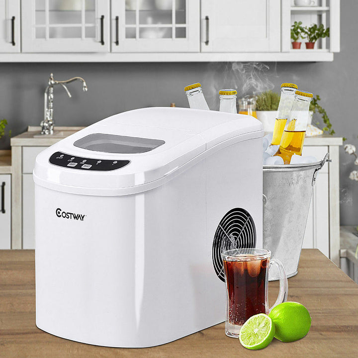 Costway - White Portable Compact Electric Ice Maker Machine Mini Cube 26lb/Day - White_1