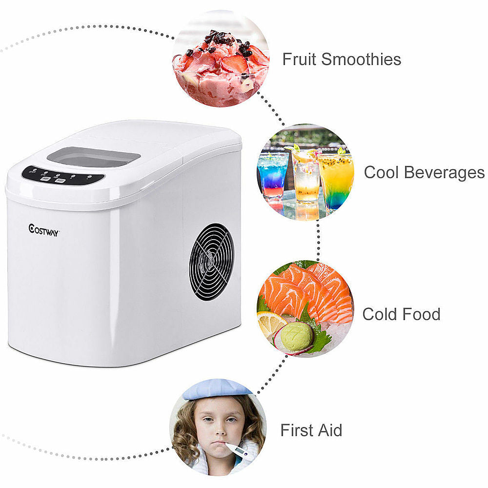 Costway - White Portable Compact Electric Ice Maker Machine Mini Cube 26lb/Day - White_3