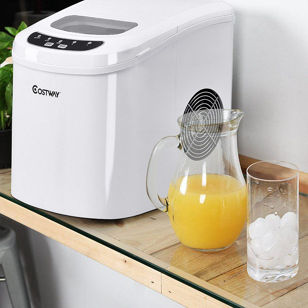 Costway - White Portable Compact Electric Ice Maker Machine Mini Cube 26lb/Day - White_4