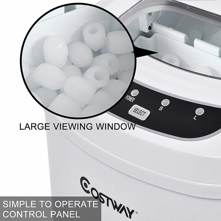 Costway - White Portable Compact Electric Ice Maker Machine Mini Cube 26lb/Day - White_5