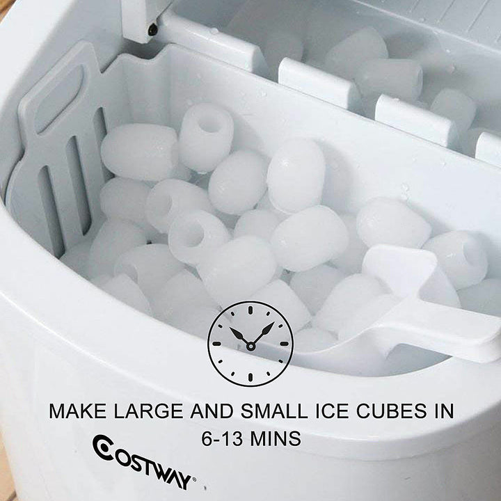 Costway - White Portable Compact Electric Ice Maker Machine Mini Cube 26lb/Day - White_6