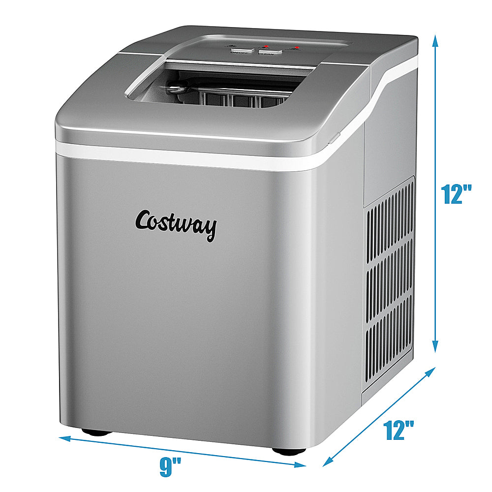 Costway - Portable Ice Maker Machine Countertop 26Lbs/24H Self-cleaning w/ Scoop - Silver_1