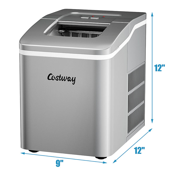 Costway - Portable Ice Maker Machine Countertop 26Lbs/24H Self-cleaning w/ Scoop - Silver_1