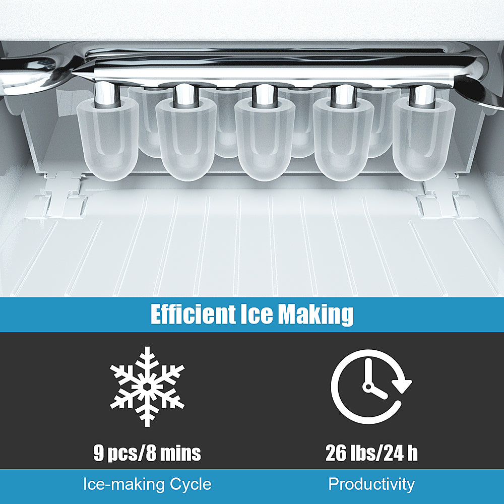 Costway - Portable Ice Maker Machine Countertop 26Lbs/24H Self-cleaning w/ Scoop - Silver_5