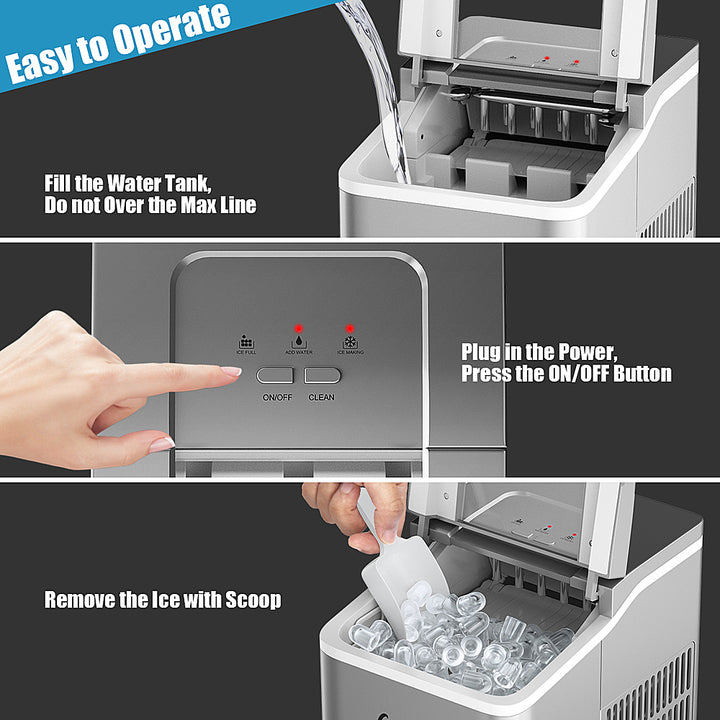 Costway - Portable Ice Maker Machine Countertop 26Lbs/24H Self-cleaning w/ Scoop - Silver_6