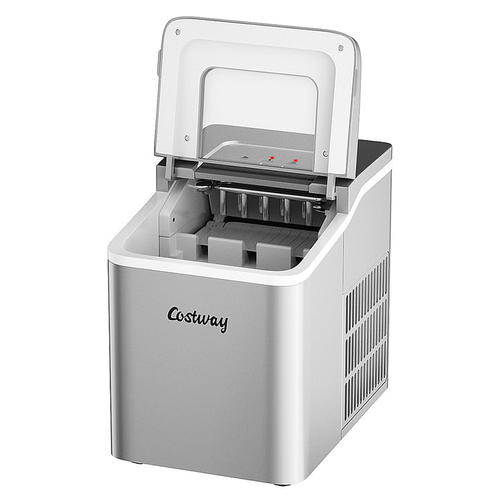 Costway - Portable Ice Maker Machine Countertop 26Lbs/24H Self-cleaning w/ Scoop - Silver_10