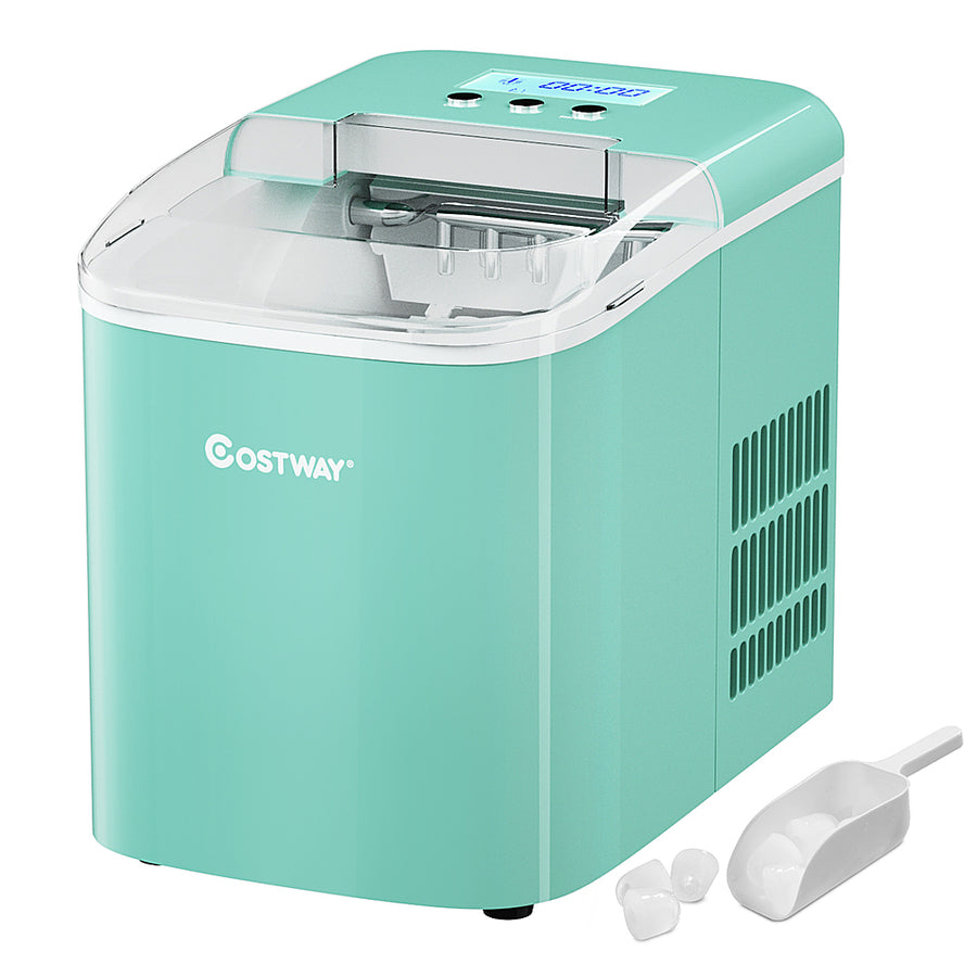 Costway - Portable Ice Maker Machine Countertop 26LBS/24H LCD Display w/Ice Scoop - Light green_0