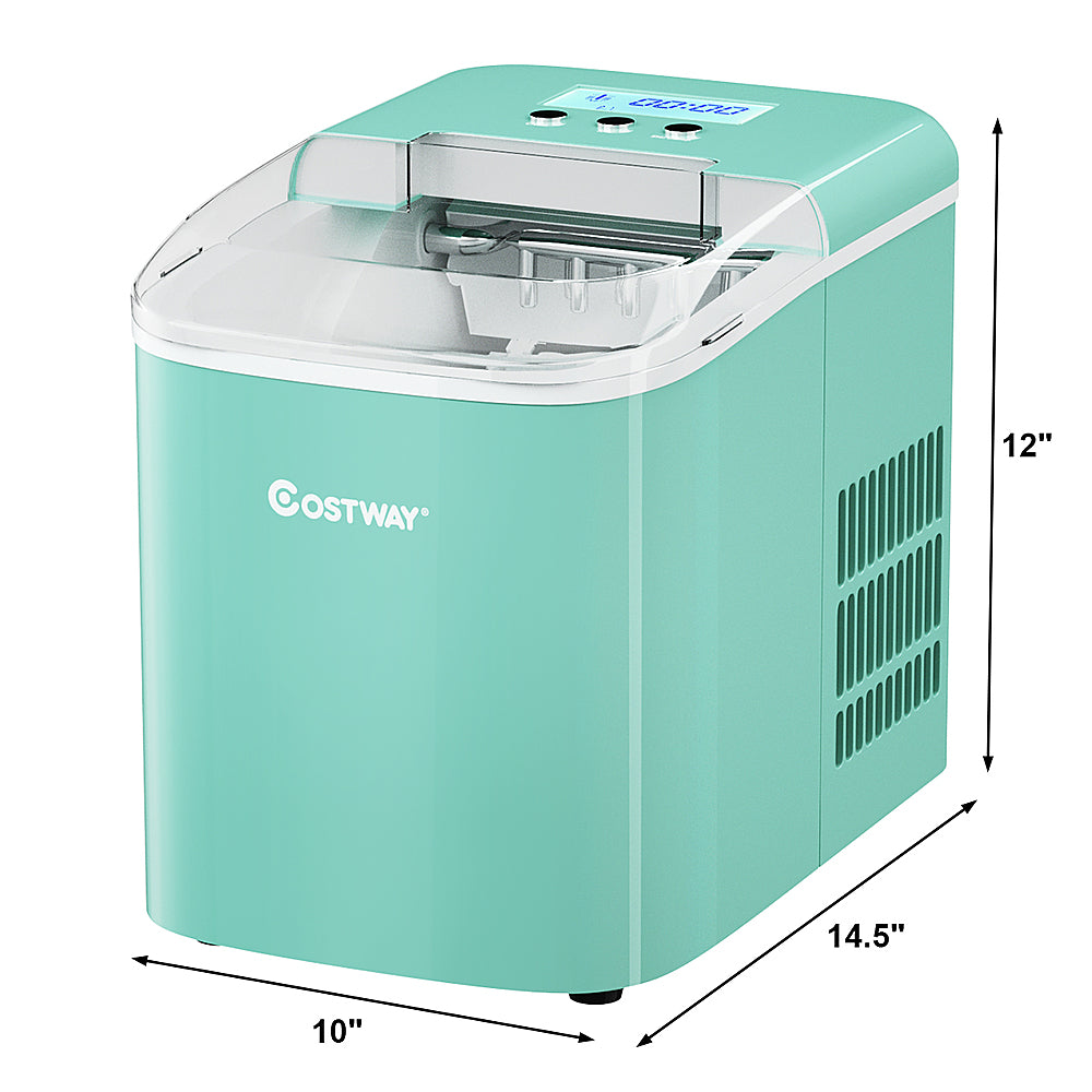 Costway - Portable Ice Maker Machine Countertop 26LBS/24H LCD Display w/Ice Scoop - Light green_1