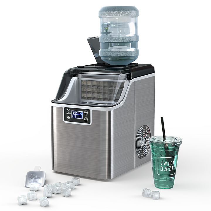 Costway - Portable Ice Maker 40Lbs/24H Countertop Self-Cleaning with Ice Scoop and Basket - Silver_0