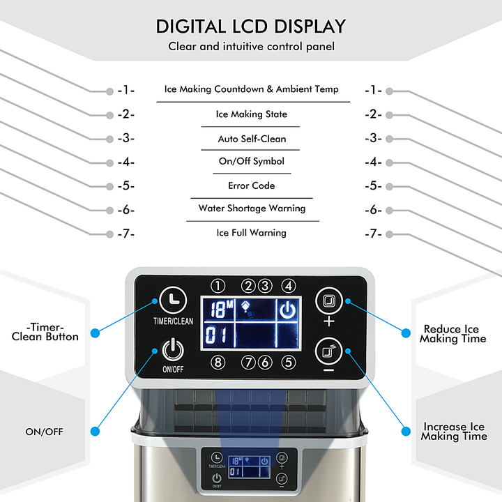 Costway - Portable Ice Maker 40Lbs/24H Countertop Self-Cleaning with Ice Scoop and Basket - Silver_9
