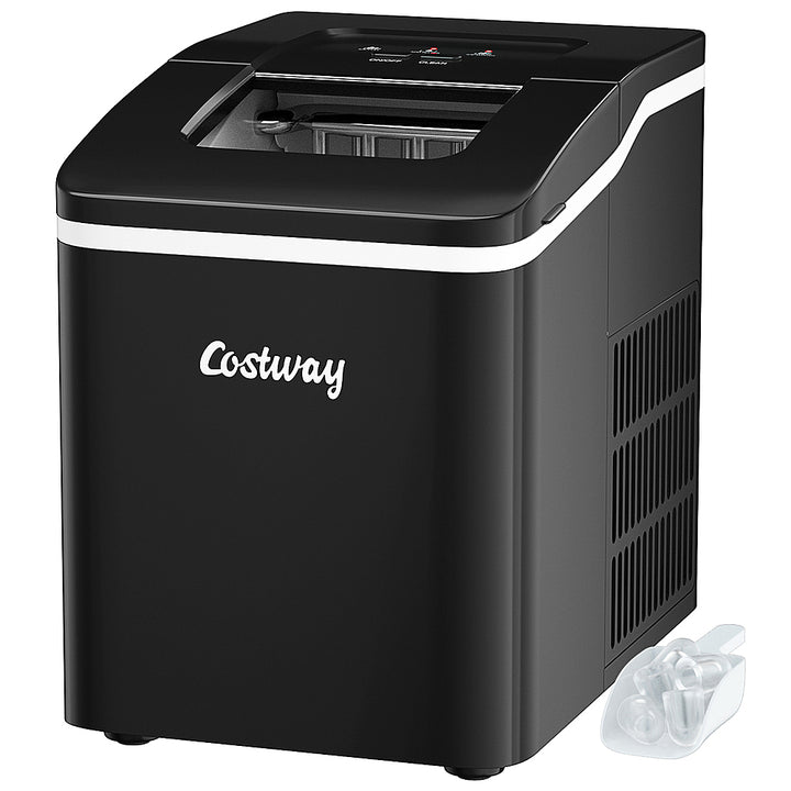 Costway - Portable Ice Maker Machine Countertop 26Lbs/24H Self-cleaning w/ Scoop - Black_0