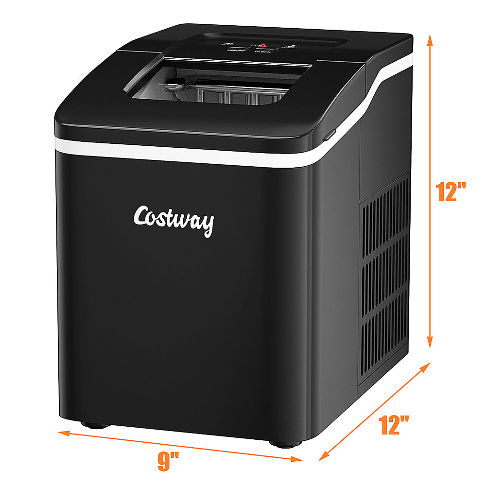 Costway - Portable Ice Maker Machine Countertop 26Lbs/24H Self-cleaning w/ Scoop - Black_1