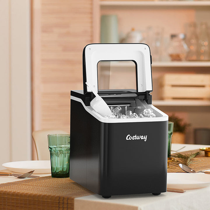 Costway - Portable Ice Maker Machine Countertop 26Lbs/24H Self-cleaning w/ Scoop - Black_2