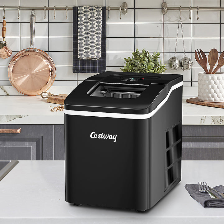 Costway - Portable Ice Maker Machine Countertop 26Lbs/24H Self-cleaning w/ Scoop - Black_3