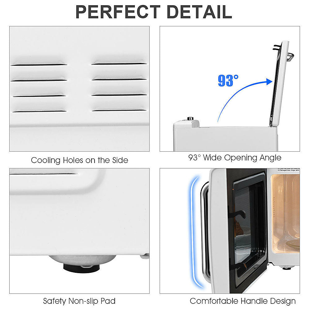 Costway - 0.7Cu.ft Retro Countertop Microwave Oven 700W LED Display Glass Turntable - White_9