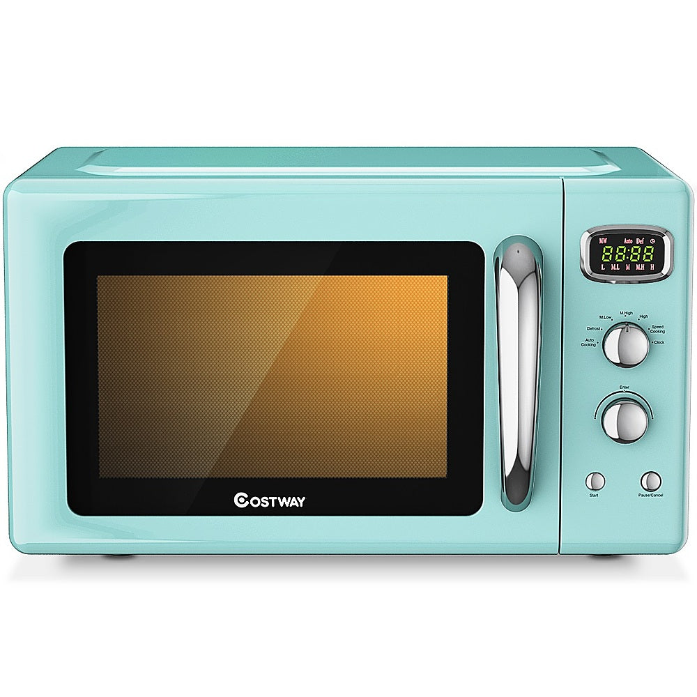 Costway - 0.9Cu.ft. Retro Countertop Compact Microwave Oven 900W 8 Cooking Settings - Green_0