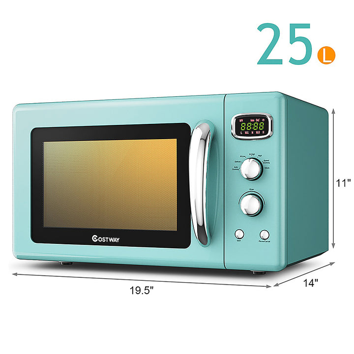 Costway - 0.9Cu.ft. Retro Countertop Compact Microwave Oven 900W 8 Cooking Settings - Green_6