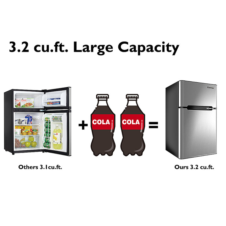 Costway - Refrigerator Small Freezer Cooler Fridge Compact 3.2 cu ft. Unit - Gray_8