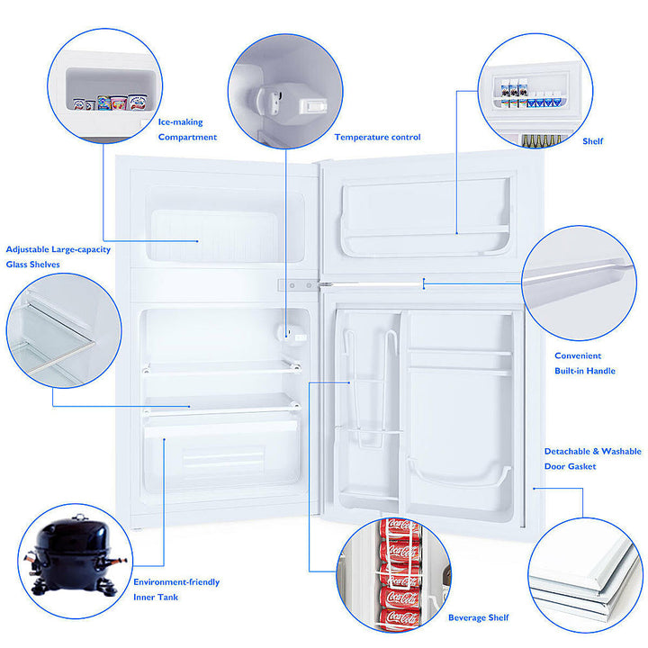 Costway - Refrigerator Small Freezer Cooler Fridge Compact 3.2 cu ft. Unit, - White_5