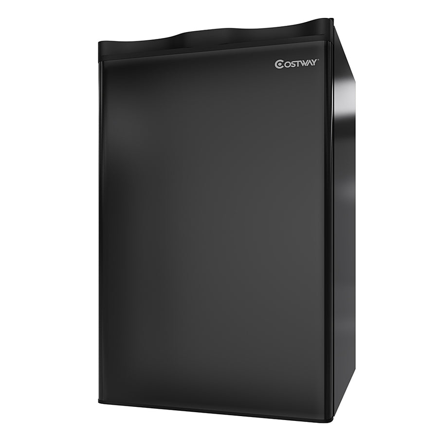 Costway - 3.2 Cu.Ft. Compact Refrigerator Mini Dorm Small Fridge Freezer Reversible Door - Black_0