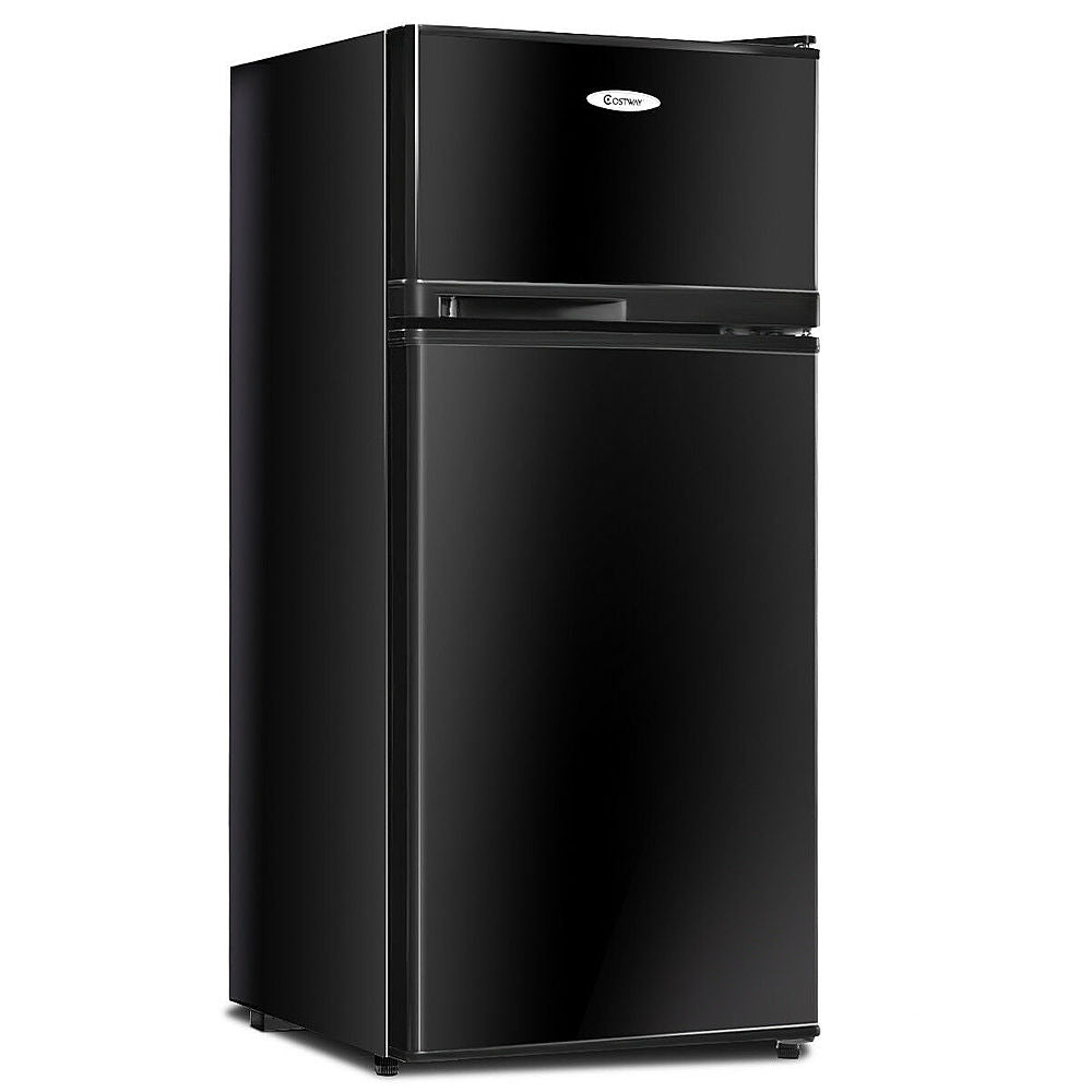 Costway - 2 Doors 3.4 cu ft. Unit Compact Mini Refrigerator Freezer Cooler - Black_2