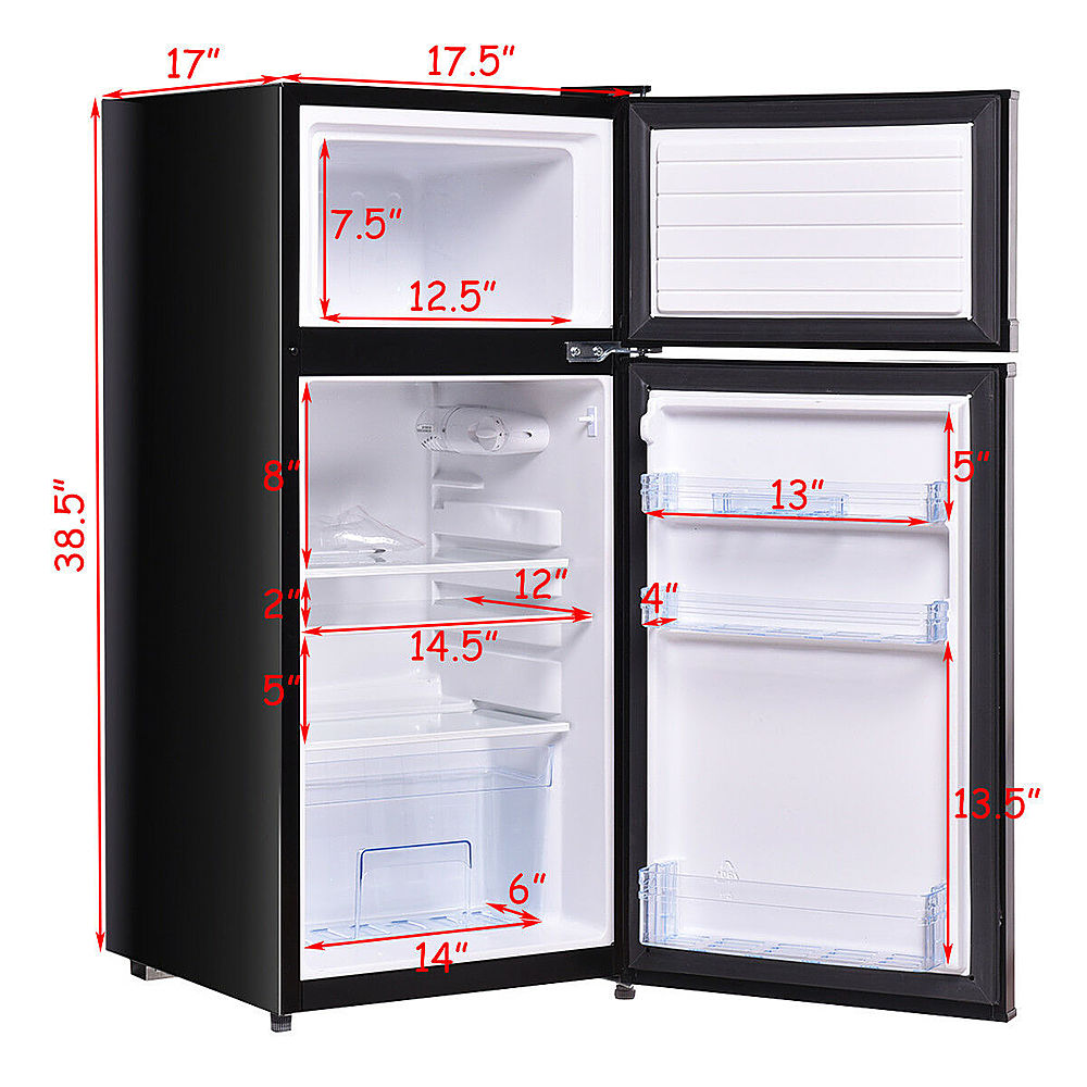 Costway - 2 Doors 3.4 cu ft. Unit Compact Mini Refrigerator Freezer Cooler - Black_7