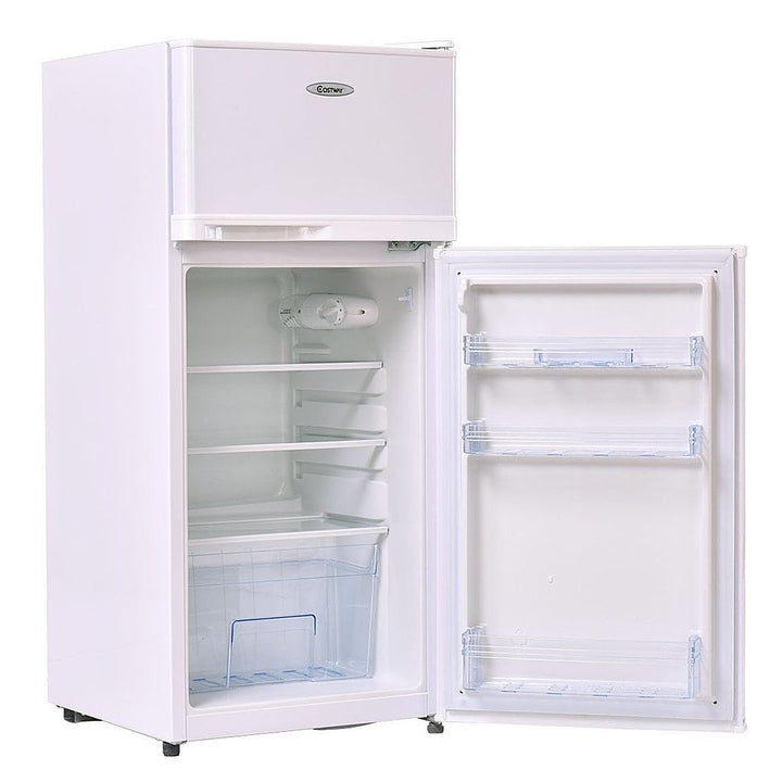 Costway - 2 Doors 3.4 cu ft. Unit  Compact Mini Refrigerator Freezer Cooler - White_1