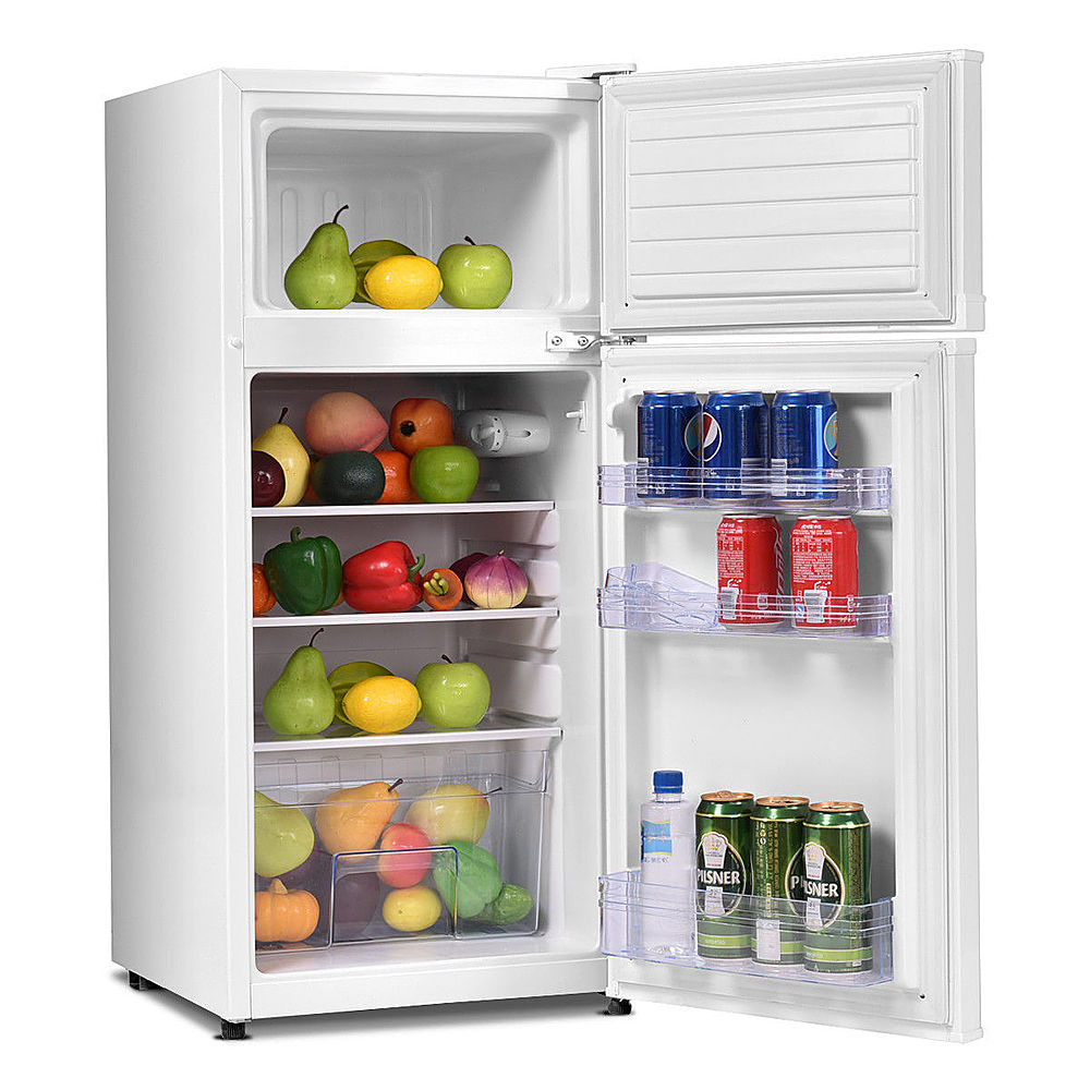 Costway - 2 Doors 3.4 cu ft. Unit  Compact Mini Refrigerator Freezer Cooler - White_3