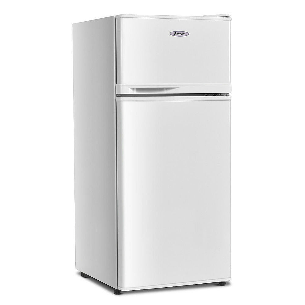 Costway - 2 Doors 3.4 cu ft. Unit  Compact Mini Refrigerator Freezer Cooler - White_4