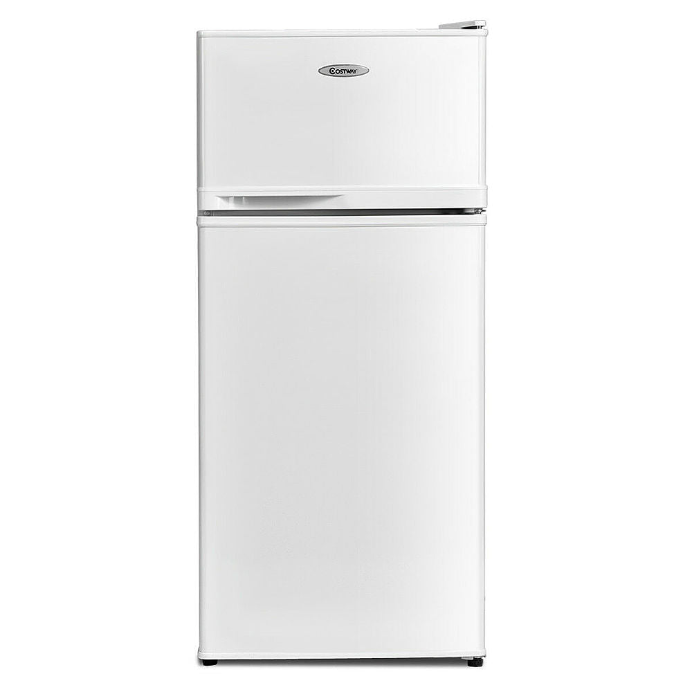 Costway - 2 Doors 3.4 cu ft. Unit  Compact Mini Refrigerator Freezer Cooler - White_5