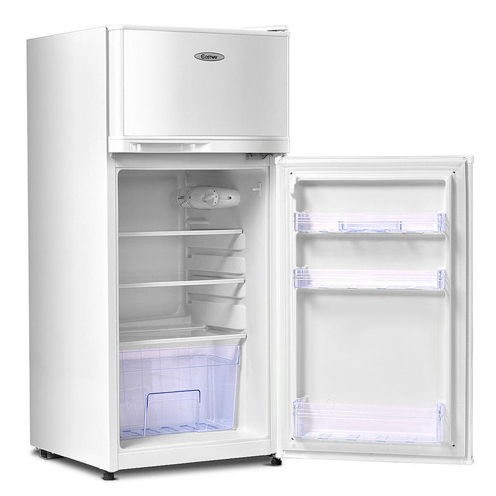 Costway - 2 Doors 3.4 cu ft. Unit  Compact Mini Refrigerator Freezer Cooler - White_6