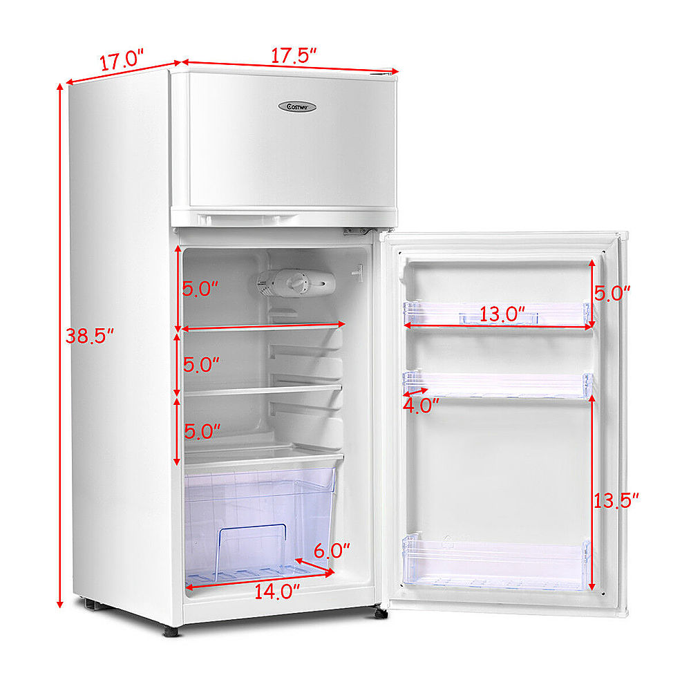 Costway - 2 Doors 3.4 cu ft. Unit  Compact Mini Refrigerator Freezer Cooler - White_11