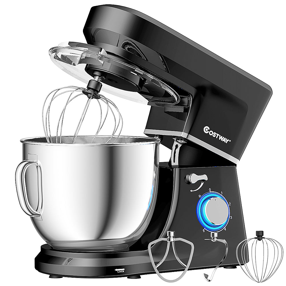 Costway - Tilt-Head Stand Mixer 7.5 Qt 6 Speed 660W with Dough Hook, Whisk & Beater - Black_0