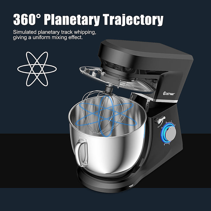 Costway - Tilt-Head Stand Mixer 7.5 Qt 6 Speed 660W with Dough Hook, Whisk & Beater - Black_6