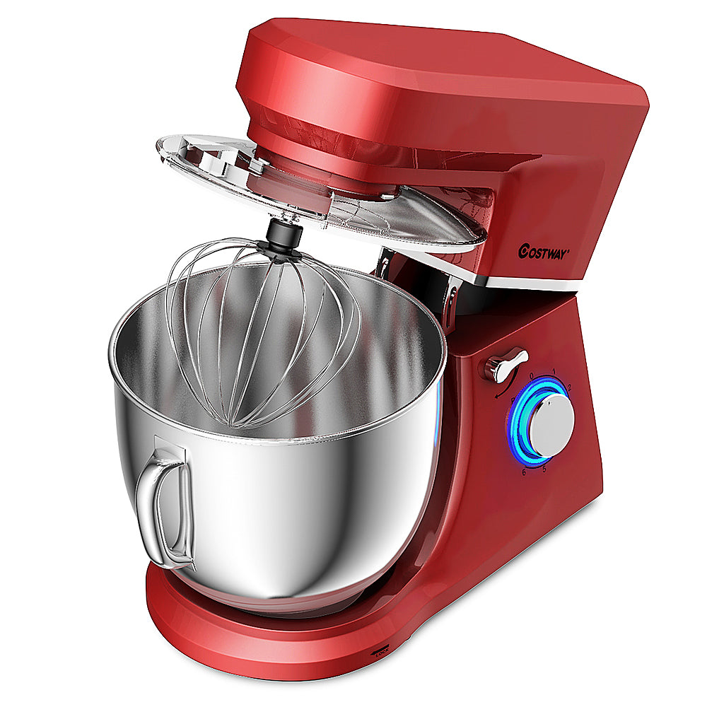 Costway - Tilt-Head Stand Mixer 7.5 Qt 6 Speed 660W with Dough Hook, Whisk & Beater - Red_9